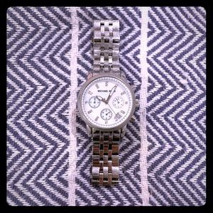 Michael Kors Silver Watch with Pearl Face